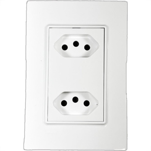 Conjunto Ilumi Vivaz Branco Com Placa 2 Tomadas 10A. - 78120 Monobloco