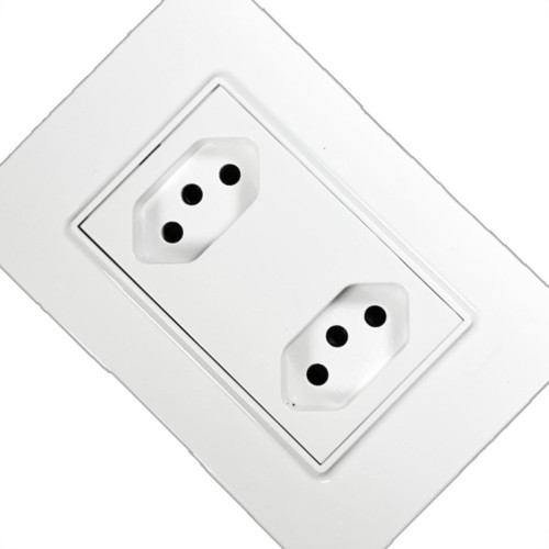 Conjunto Ilumi Vivaz Branco Com Placa 2 Tomadas 10A. - 78120 Monobloco