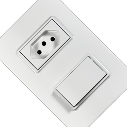 Conjunto Ilumi Vivaz Branco Com Placa 1 Simples + Tomada 10A. - 78200
