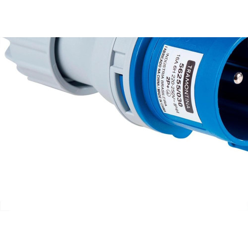 Acoplamento Industrial Macho Tramontina 2 Polos+Terra 220V. A 250V. 16A. 56255/030
