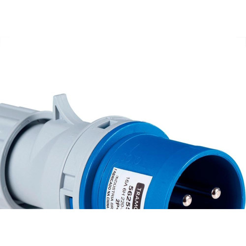 Acoplamento Industrial Macho Tramontina 2 Polos+Terra 220V. A 250V. 16A. 56255/030