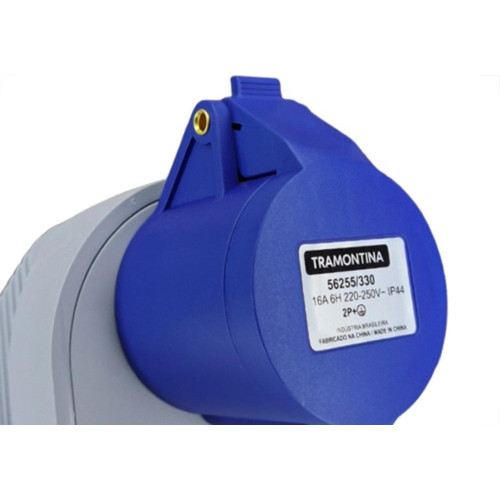 Tomada Industrial Sobrepor Tramontina 2 Polos+Terra 220V. A 250V. 16A - 56255/330