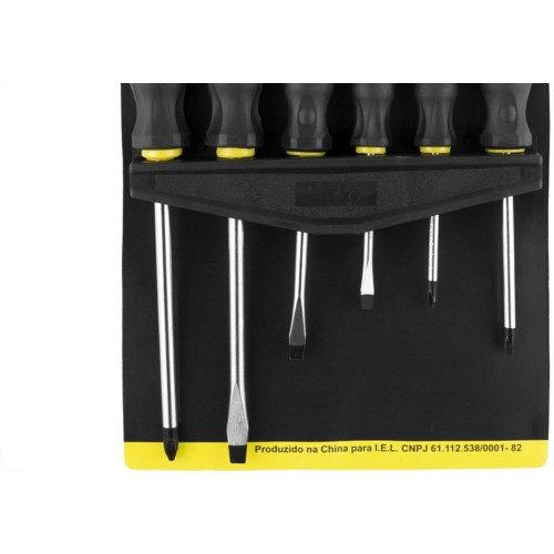 Chave Fenda/Phillips Eda Jogo Com 6 Pecas Cromo Vanadium Com Suporte - 8Qp