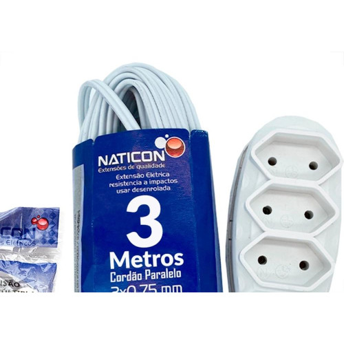 Extensao Naticon Paralela 2 Polos 0,75Mm Branca - 3M