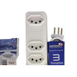 Filtro Linha Naticon 3 Tomadas 2P+T Branco