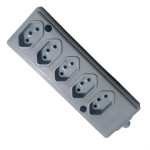 Tomada Barra Naticon 2P+T. 10A. 5 Tomadas Cinza