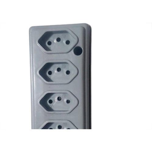 Tomada Barra Naticon 2P+T. 10A. 5 Tomadas Cinza