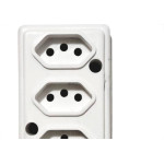 Tomada Barra Naticon 2P+T. 20A. 3 Tomadas Branca