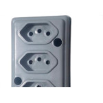 Tomada Barra Naticon 2P+T. 20A. 3 Tomadas Cinza