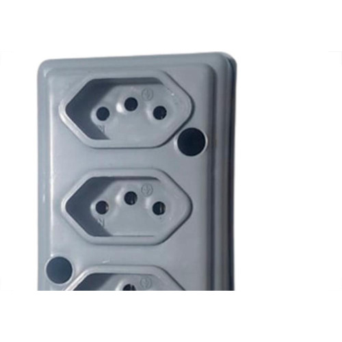 Tomada Barra Naticon 2P+T. 20A. 3 Tomadas Cinza