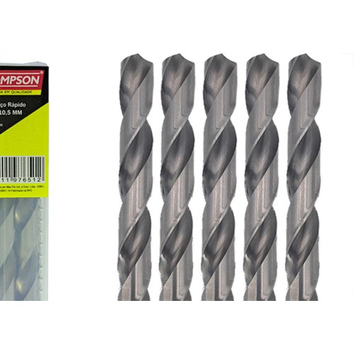 Broca Aco Rapido Thompson 10,5Mm-13/32'' - 1339 - Kit C/5 Pecas