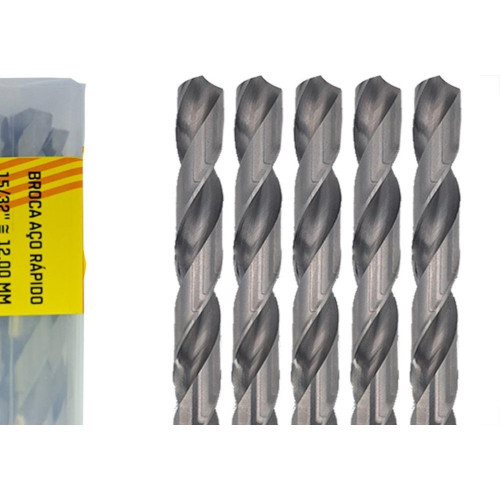 Broca Aco Rapido Thompson 12,0Mm-15/32'' - 1342 - Kit C/5 Pecas