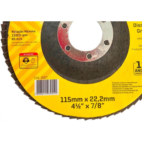 Disco Flap Thompson 4.1/2'' - Grao 100 - 1667