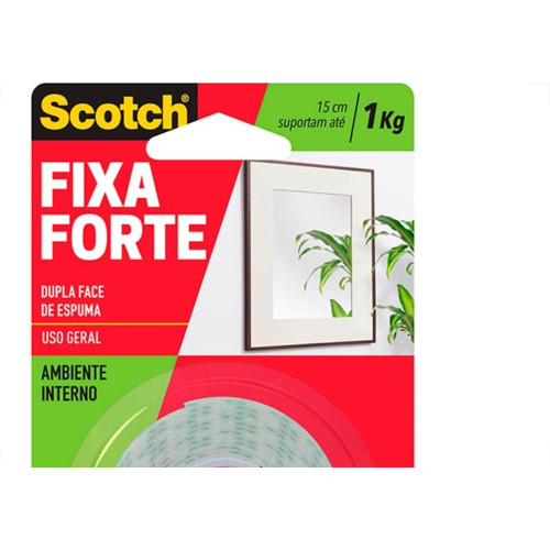Fita Dupla Face 3M Fixa Forte Espuma 19Mm X1,5M - 1Kg