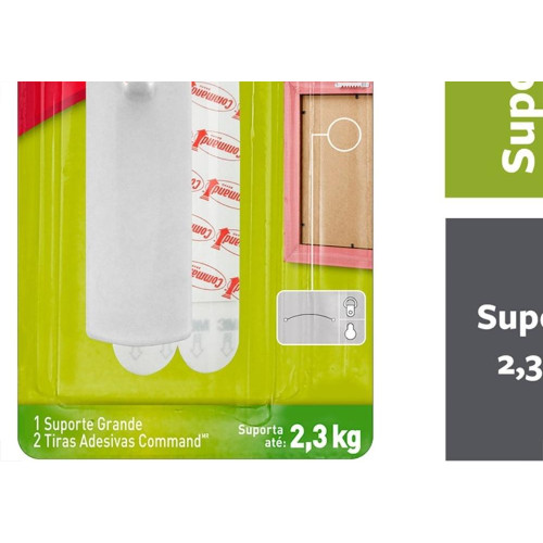 Suporte Para Quadros 3M Command 2,3Kg Branco Com 1 Peca
