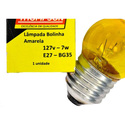 Lampada Bolinha Thompson 7Wx127V Amarela - Kit C/10 Pecas