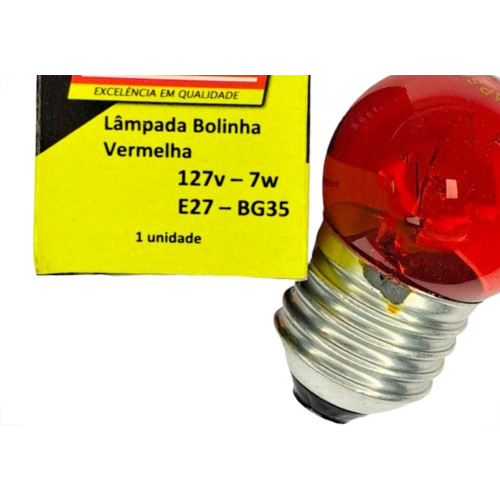 Lampada Bolinha Thompson 7Wx127V Vermelho - Kit C/10 Pecas