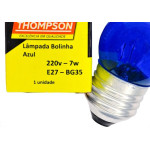 Lampada Bolinha Thompson 7Wx220V Azul - Kit C/10 Pecas