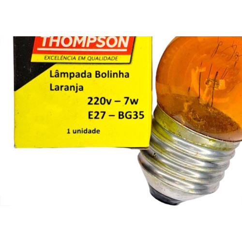 Lampada Bolinha Thompson 7Wx220V Laranja - Kit C/10 Pecas