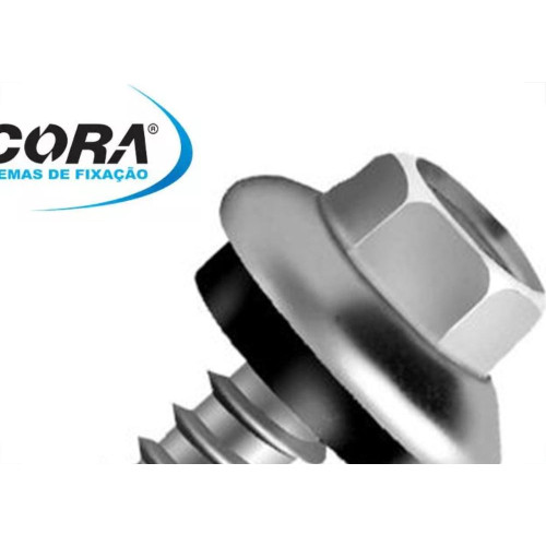 Parafuso Auto Brocante Sextavado Com Arruela Fixa Ancora 4,2 X 16Mm - Kit C/5 Centos