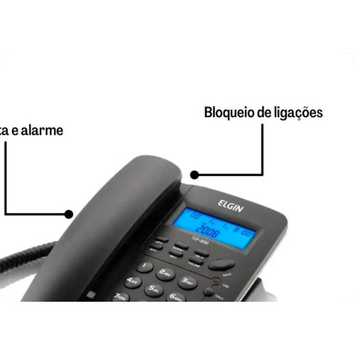 Telefone Elgin Com Identificador De Chamada E Viva Voz - Tcf3000 Preto Telefone Elgin Com Identificador De Chamada E Viva Voz - Tcf3000 Preto