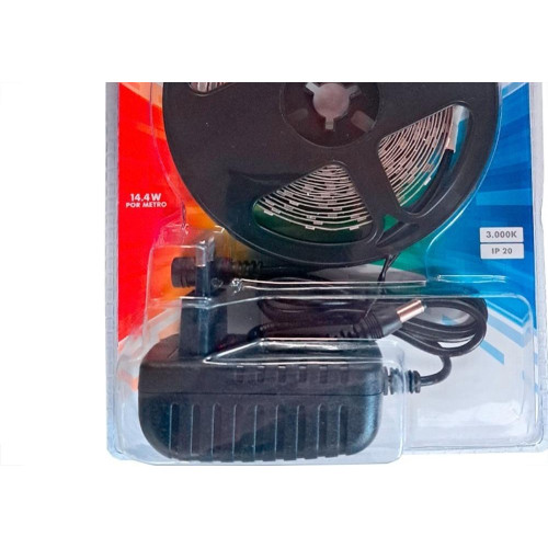 Fita De Led Gaya 5050A - Ip20 3000K - 600 Lumens Por Metro 12V. 5M Com Driver - 9306
