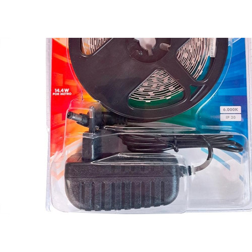 Fita De Led Gaya 5050A - Ip20 6000K - 600 Lumens Por Metro 12V. 5M Com Driver - 9307
