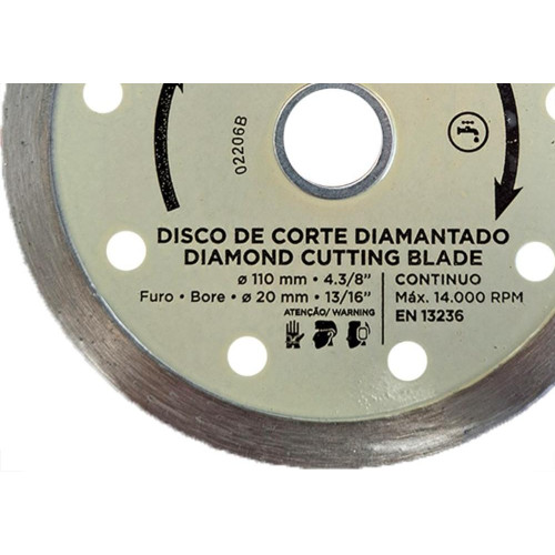 Disco Diamantado Cortag Liso 110Mm X 20Mm - 60697