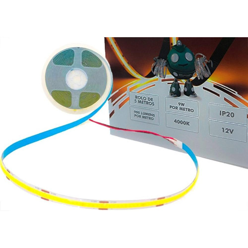 Fita De Led Gaya Cob 9W. Ip20 4000K - 900 Lumens Por Metro - 5M - 1134