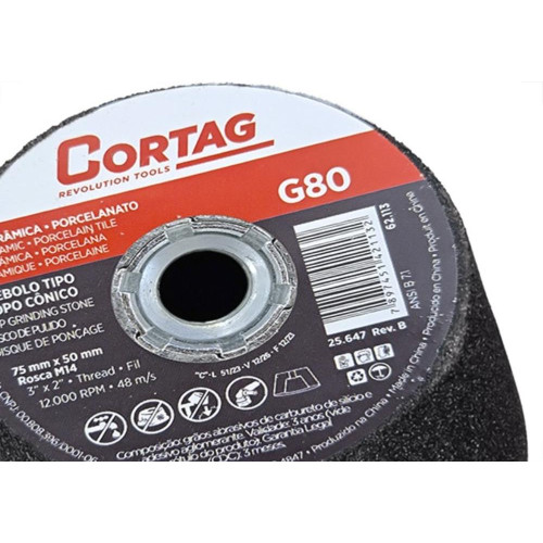Rebolo Cortag Conico 75Mm X 50Mm Rosca M14 - G-80 - 62113