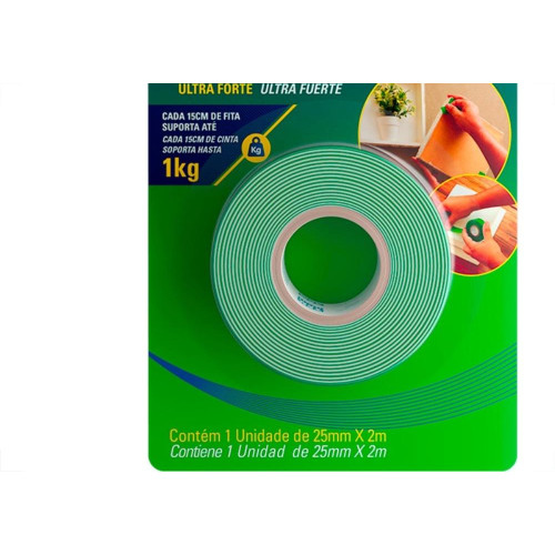 Fita Dupla Face Tekbond Acrilica Fixa Tudo Interna 25Mm X 2M