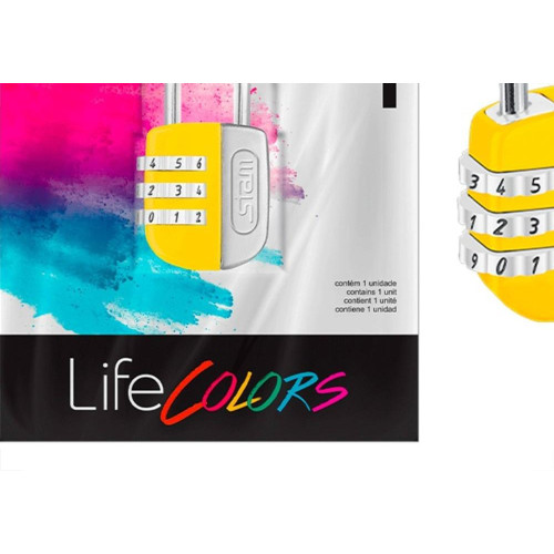 Cadeado Para Mala Stam Life Colors Com Segredo 25Mm Amarelo