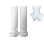 Sifao Sanfonado Extensivel Censi Duplo Branco Com Suporte E Canopla ( Pia - Tanque - Lavatorio ) - 7158