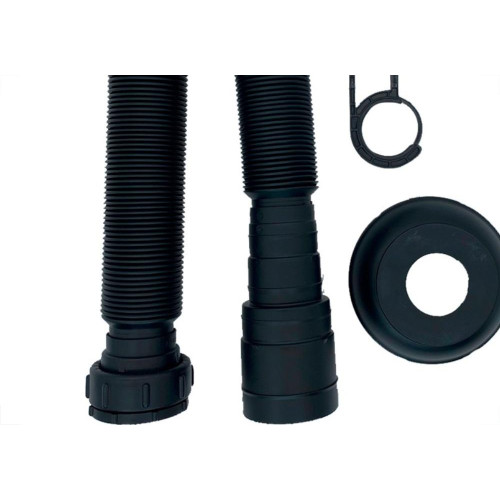 Sifao Sanfonado Extensivel Censi Preto Fosco 1,5M Com Suporte E Canopla ( Pia - Tanque - Lavatorio ) - 7211