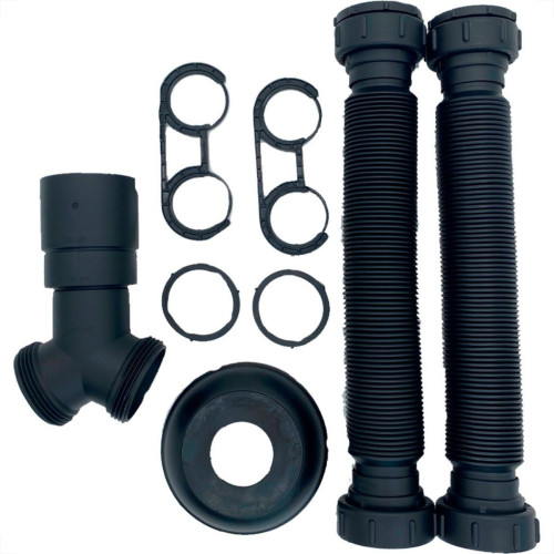 Sifao Sanfonado Extensivel Censi.Duplo Preto Fosco Com Suporte E Canopla ( Pia - Tanque - Lavatorio ) - 7210