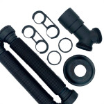 Sifao Sanfonado Extensivel Censi.Duplo Preto Fosco Com Suporte E Canopla ( Pia - Tanque - Lavatorio ) - 7210