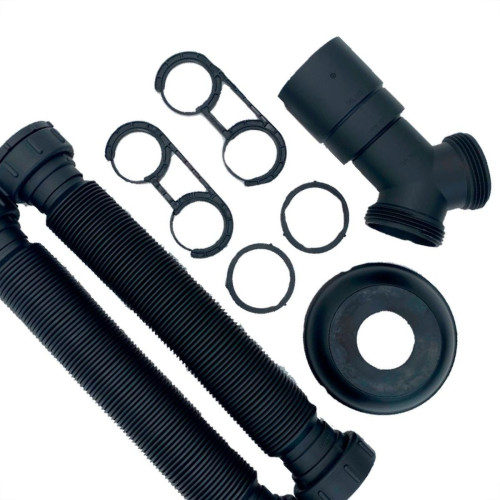Sifao Sanfonado Extensivel Censi.Duplo Preto Fosco Com Suporte E Canopla ( Pia - Tanque - Lavatorio ) - 7210