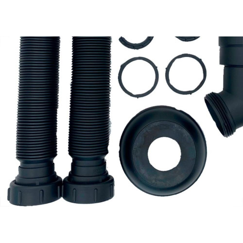 Sifao Sanfonado Extensivel Censi.Duplo Preto Fosco Com Suporte E Canopla ( Pia - Tanque - Lavatorio ) - 7210