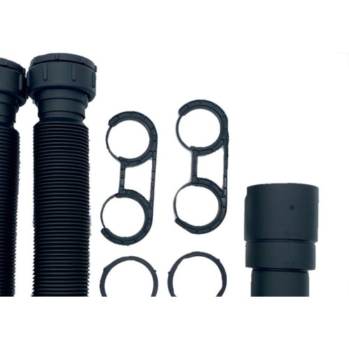 Sifao Sanfonado Extensivel Censi.Duplo Preto Fosco Com Suporte E Canopla ( Pia - Tanque - Lavatorio ) - 7210