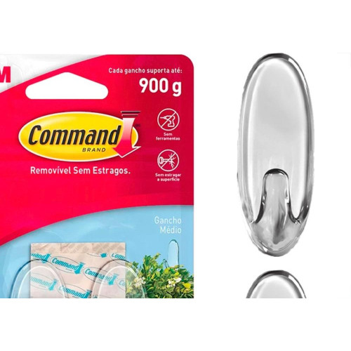 Gancho 3M Command Transparente 900G Removivel Com 2 Pecas
