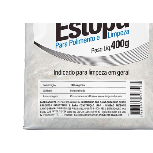 Estopa Crua Para Polimento E Limpeza Tekbond 400G