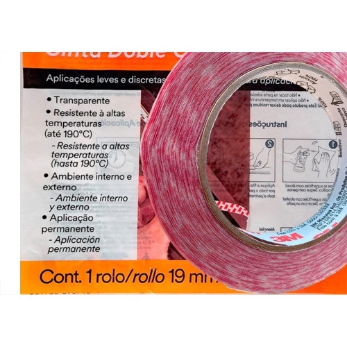 Fita Dupla Face 3M Fina Transparente 19Mm X 20M Gpt 020 Altas Temperaturas