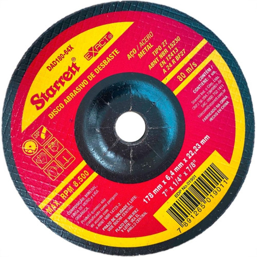 Disco Desbaste Starrett - 7''X1/4''X7/8'' - Dad180-64X - Kit C/6 Pecas
