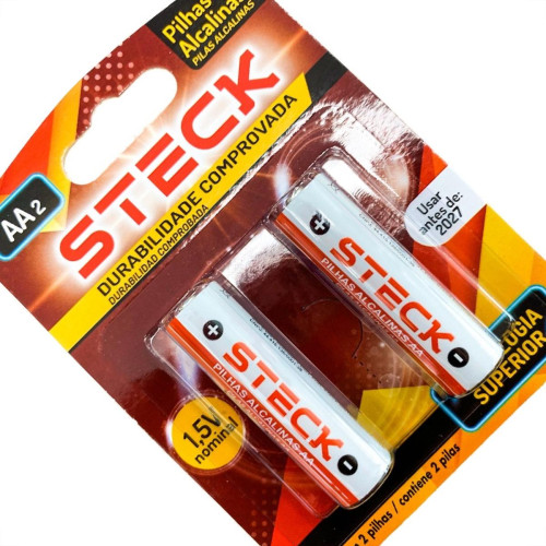 Pilha Steck Alcalina Aa Pequena Cartela Com 2 Pecas - Pa15Aa2