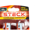 Pilha Steck Alcalina Aa Pequena Cartela Com 2 Pecas - Pa15Aa2