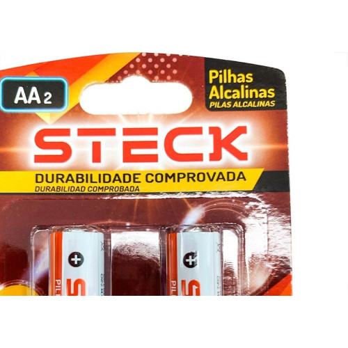 Pilha Steck Alcalina Aa Pequena Cartela Com 2 Pecas - Pa15Aa2