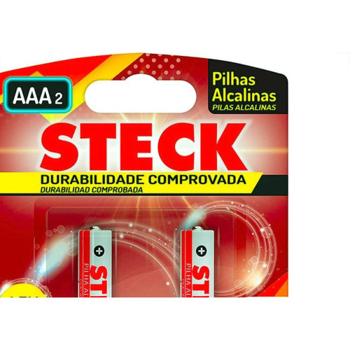 Pilha Steck Alcalina Aaa Palito Cartela Com 2 Pecas - Pa15Aaa2
