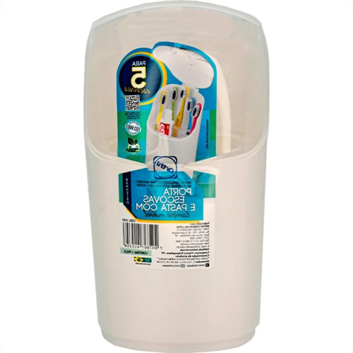 Porta Escovas E Pasta De Dente Com Tampa Movel Arthi Branco - 1535