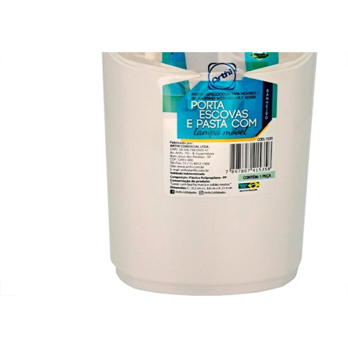 Porta Escovas E Pasta De Dente Com Tampa Movel Arthi Branco - 1535