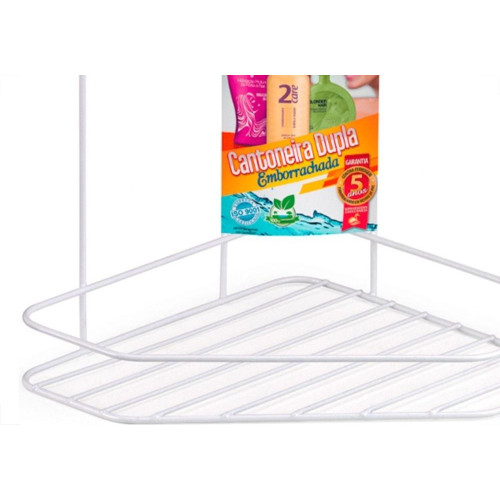 Cantoneira Porta Shampoo Dupla Emborrachada Arthi Branca - 2137